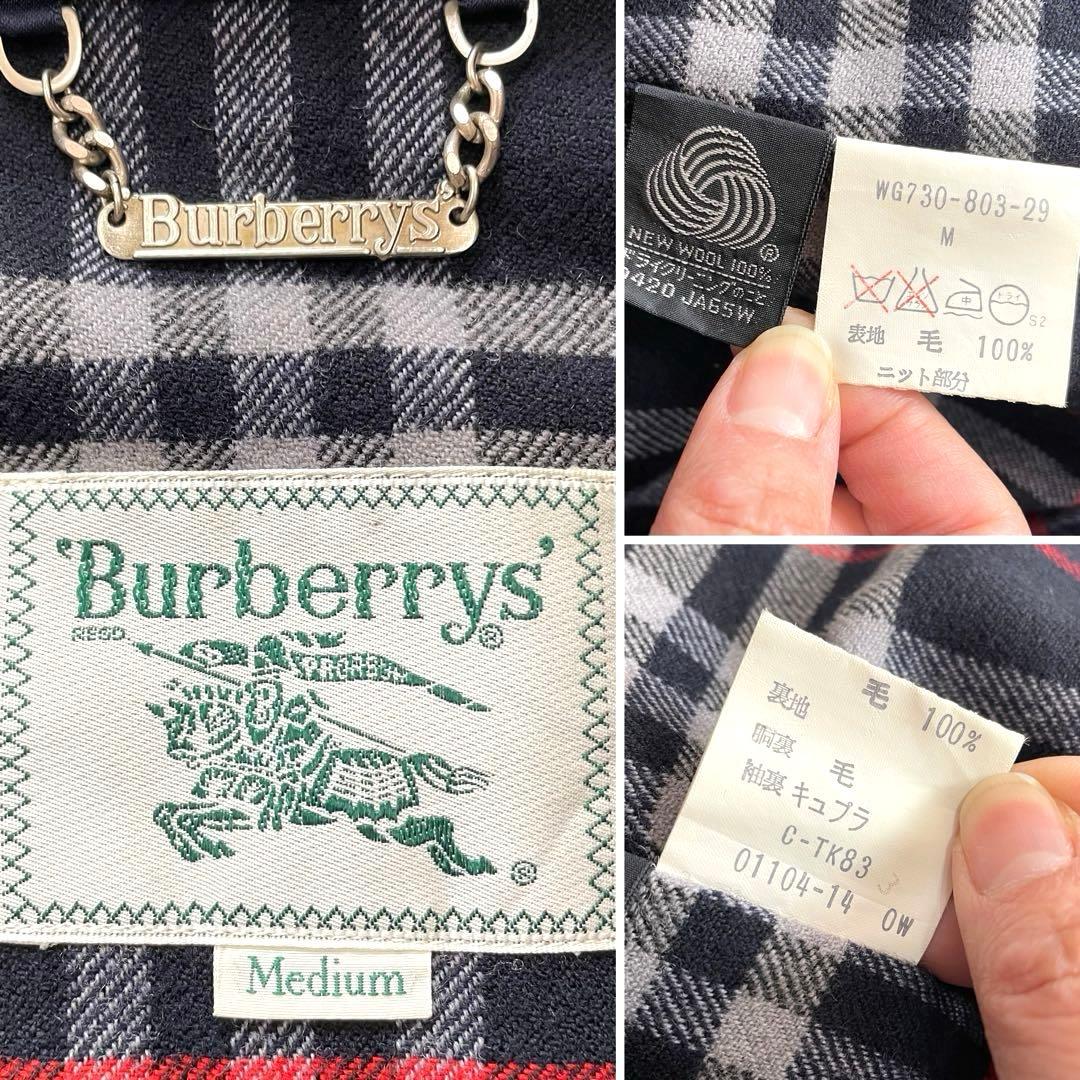 極美品 バーバリーズ ウールスウィングトップ ノバチェック ホースロゴ刺繍 紺M