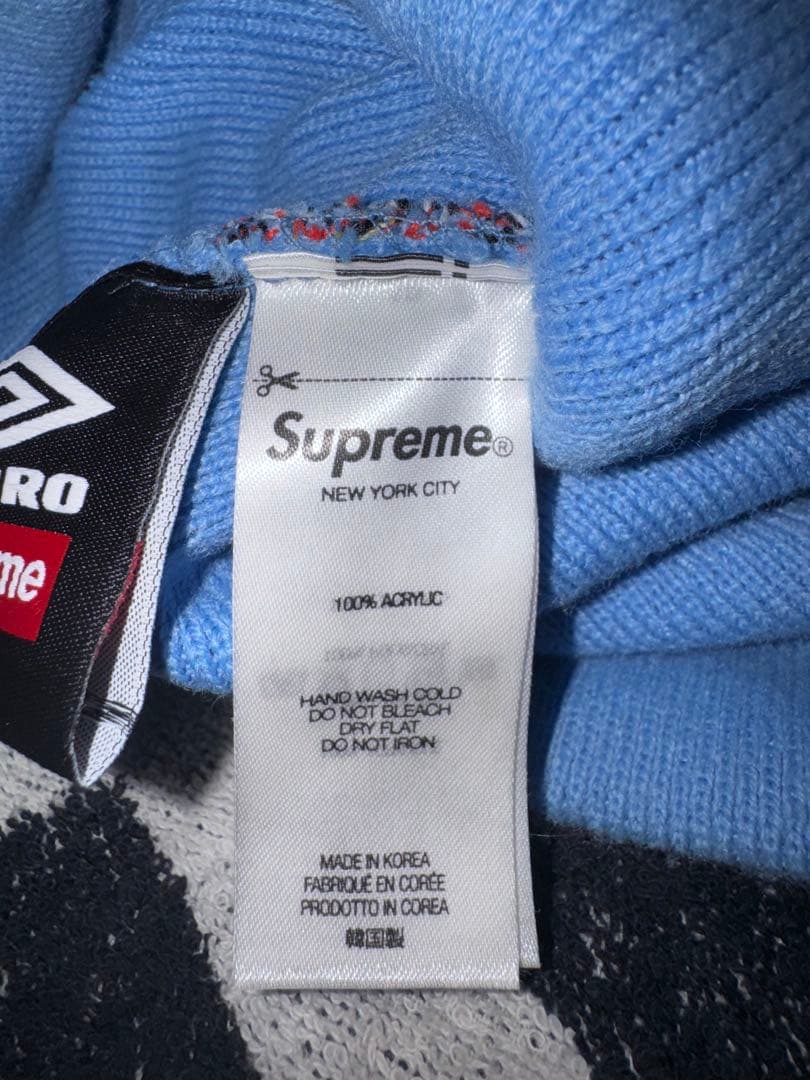 Supreme Umbro ニット帽　ビーニー　水色　白