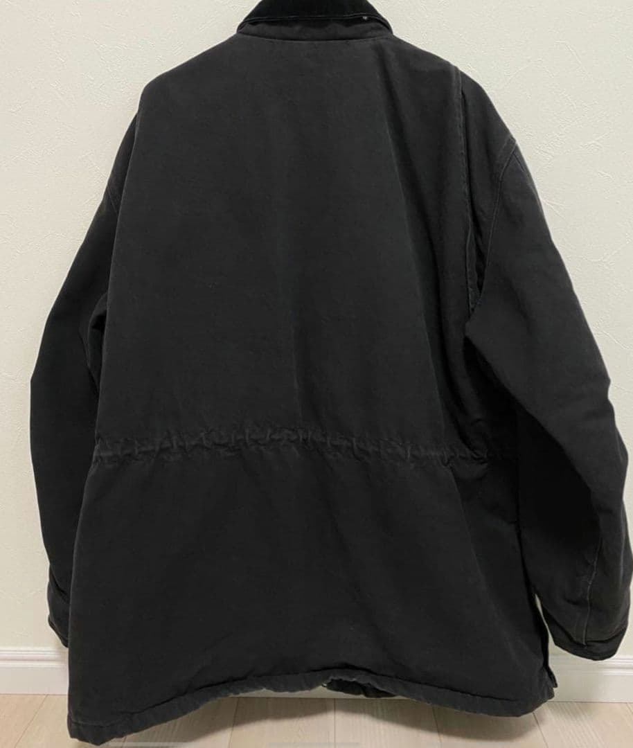 カーハート　ブラック　ジャケット　ダック生地　Carhartt　 襟コーデュロイ