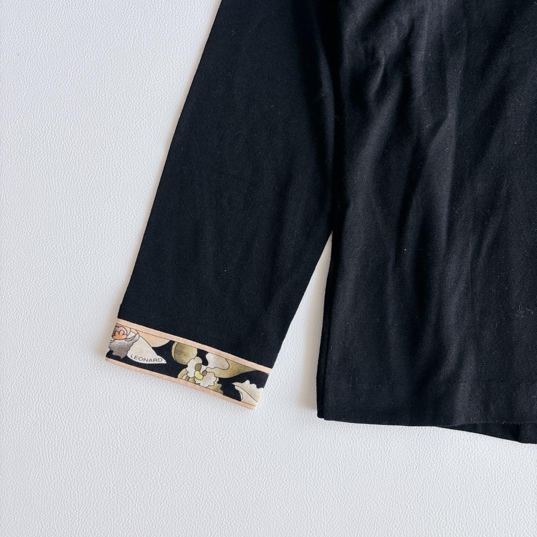 美品✨LEONARD レオナール トップス　ジャケット　シルク混　トリム　黒