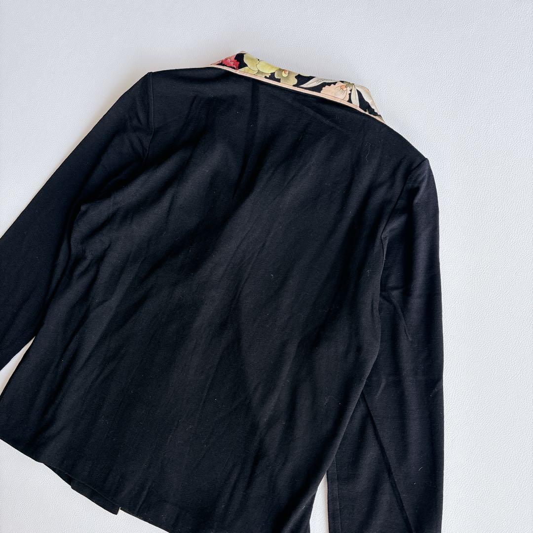 美品✨LEONARD レオナール トップス　ジャケット　シルク混　トリム　黒