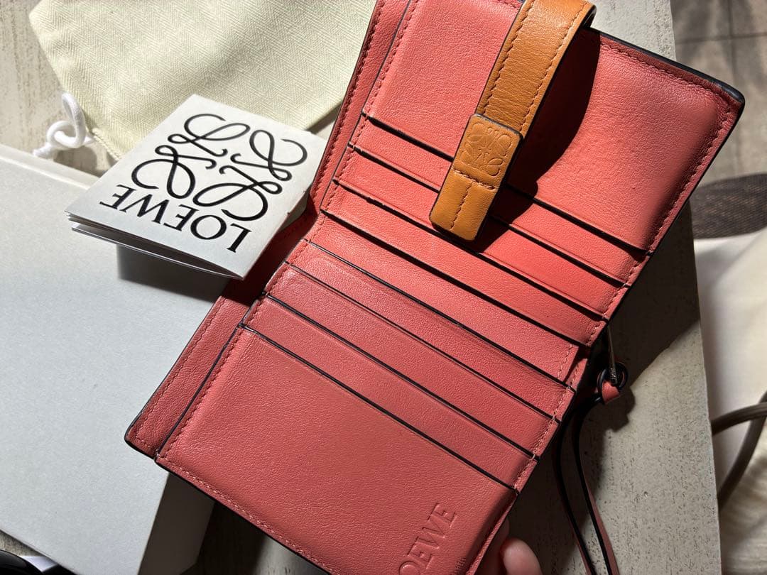 LOEWE 二つ折り財布 ベージュ/ピンク