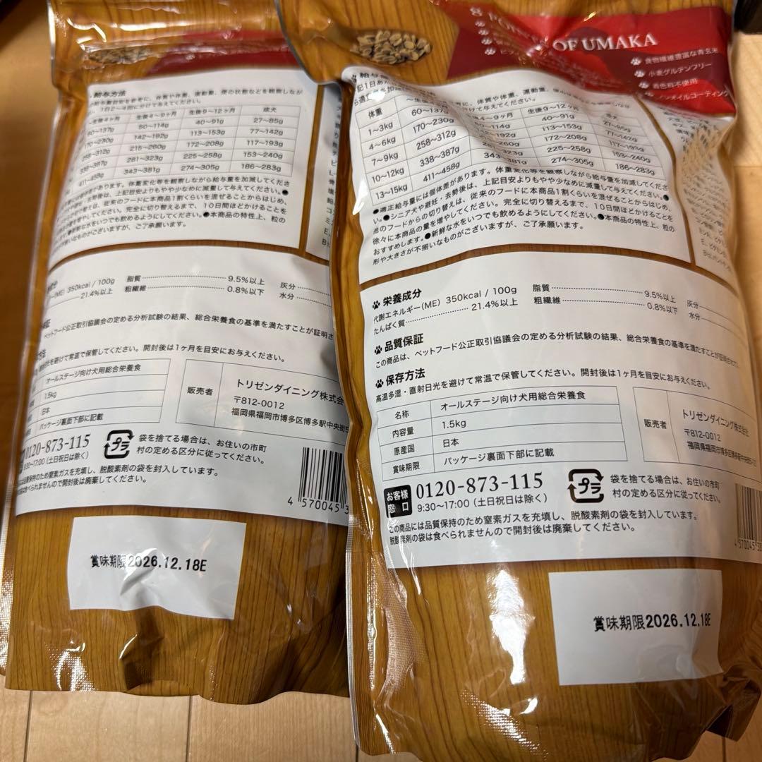 うまか ドッグフード 1.5kg ×2袋