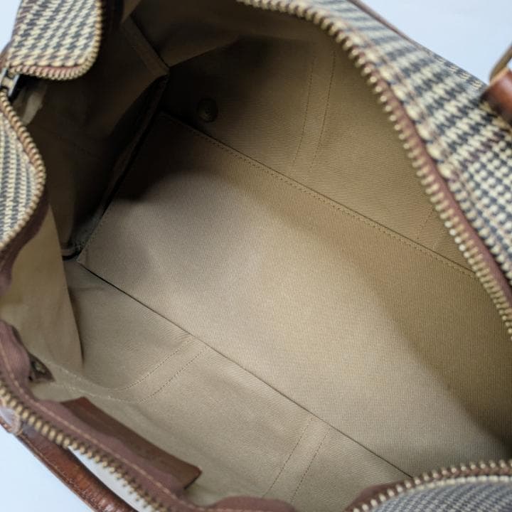 ポロラルフローレン ボストンバッグ 千鳥格子 2way PVC レザー 中型