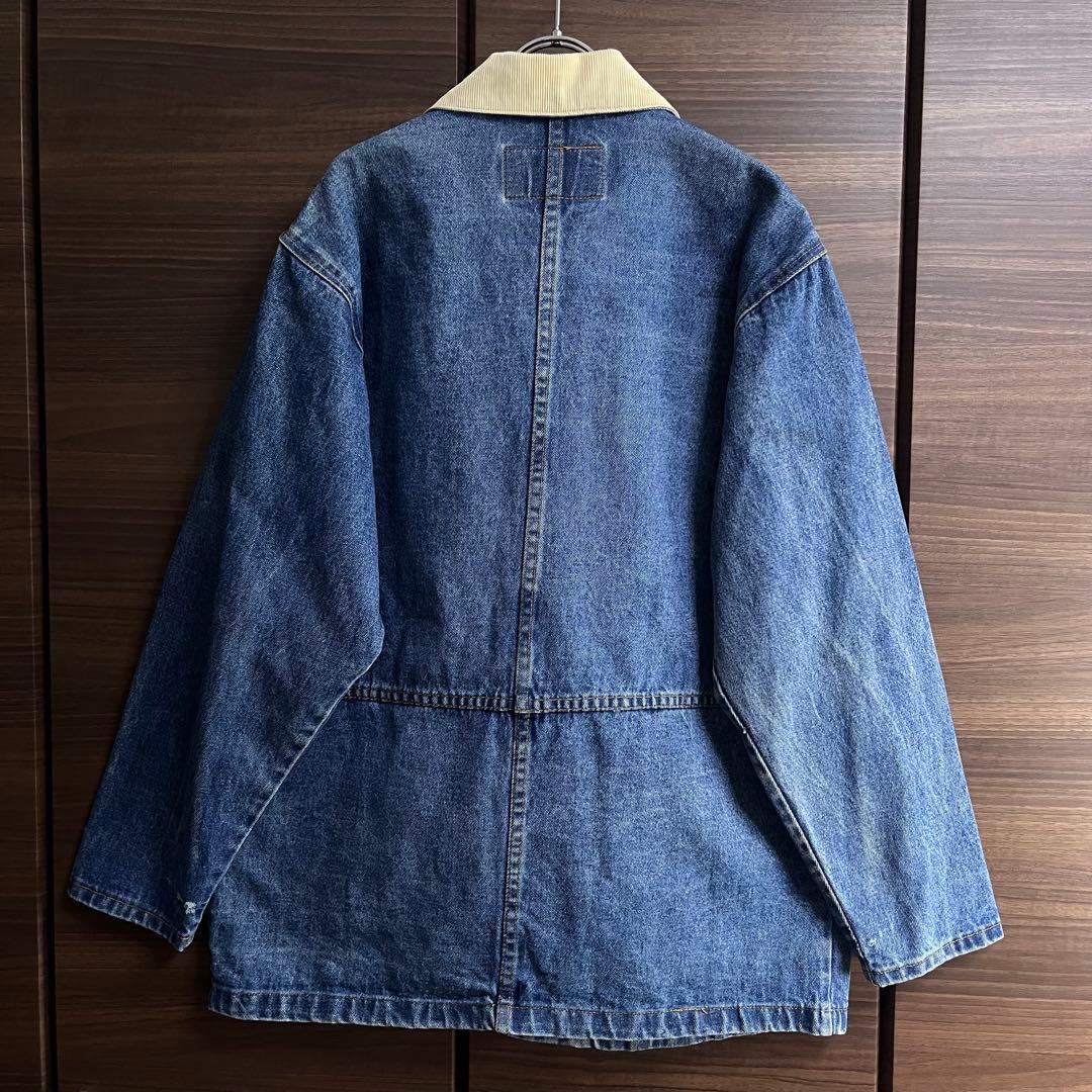 80s USA製 BIG SMITH デニムカバーオール M 襟コーデュロイ
