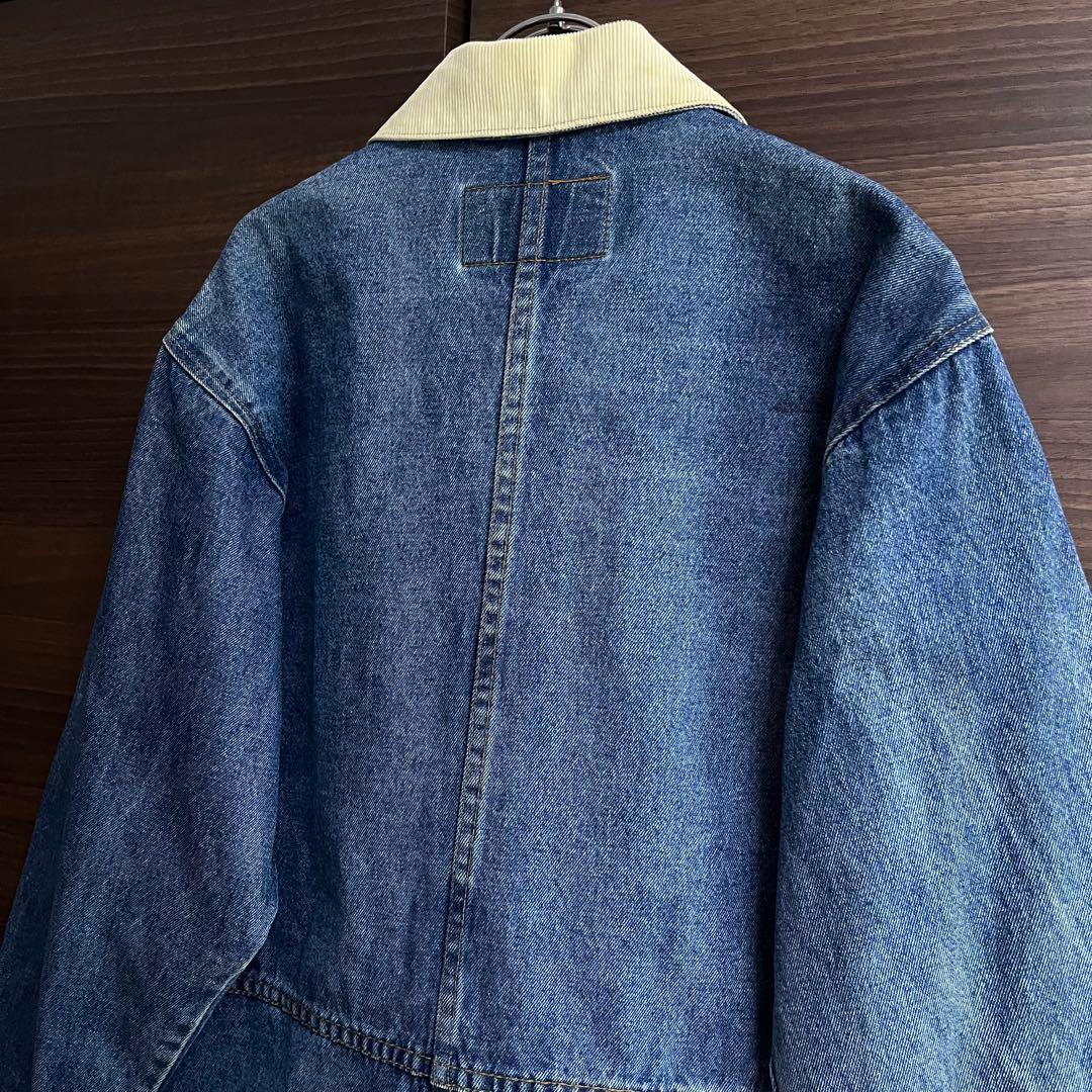 80s USA製 BIG SMITH デニムカバーオール M 襟コーデュロイ