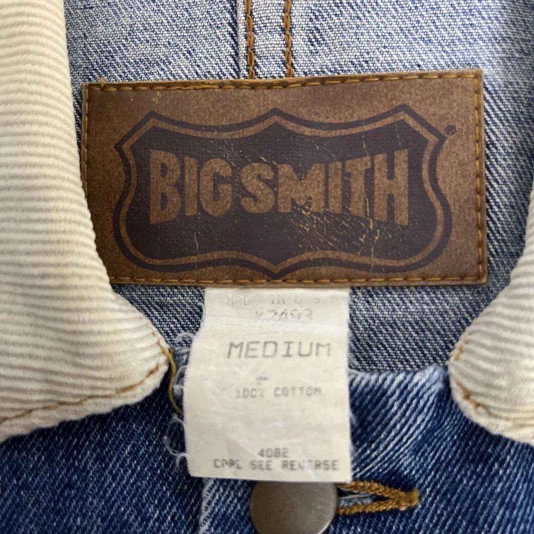 80s USA製 BIG SMITH デニムカバーオール M 襟コーデュロイ