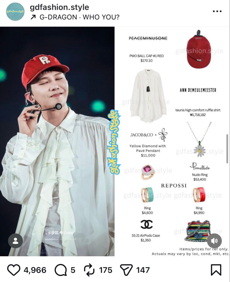 ジヨン愛用【確実正規品】Peaceminusone BALL CAP RED