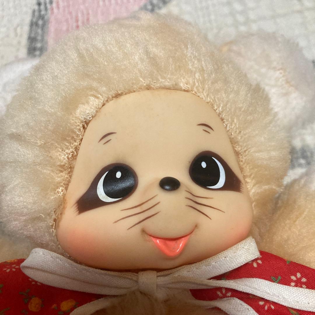 昭和レトロ　メーカー名不明　モンチッチ風　ぬいぐるみ　タヌキ　①
