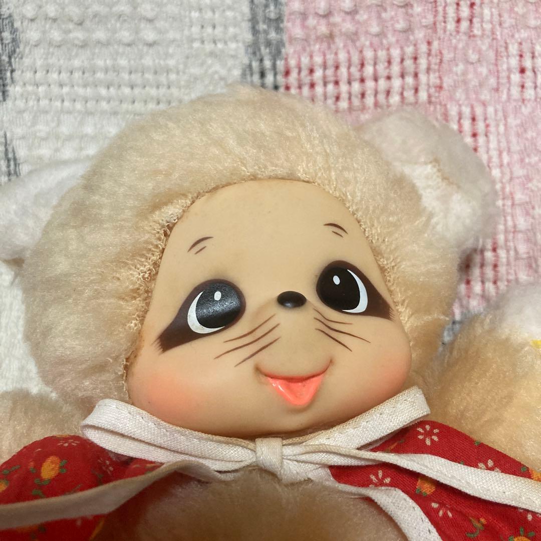 昭和レトロ　メーカー名不明　モンチッチ風　ぬいぐるみ　タヌキ　①