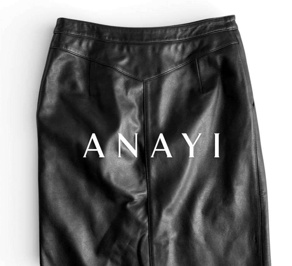 美品アナイ しっとり上質 本革ラムレザー バックシーム立体裁断 ロングスカート黒