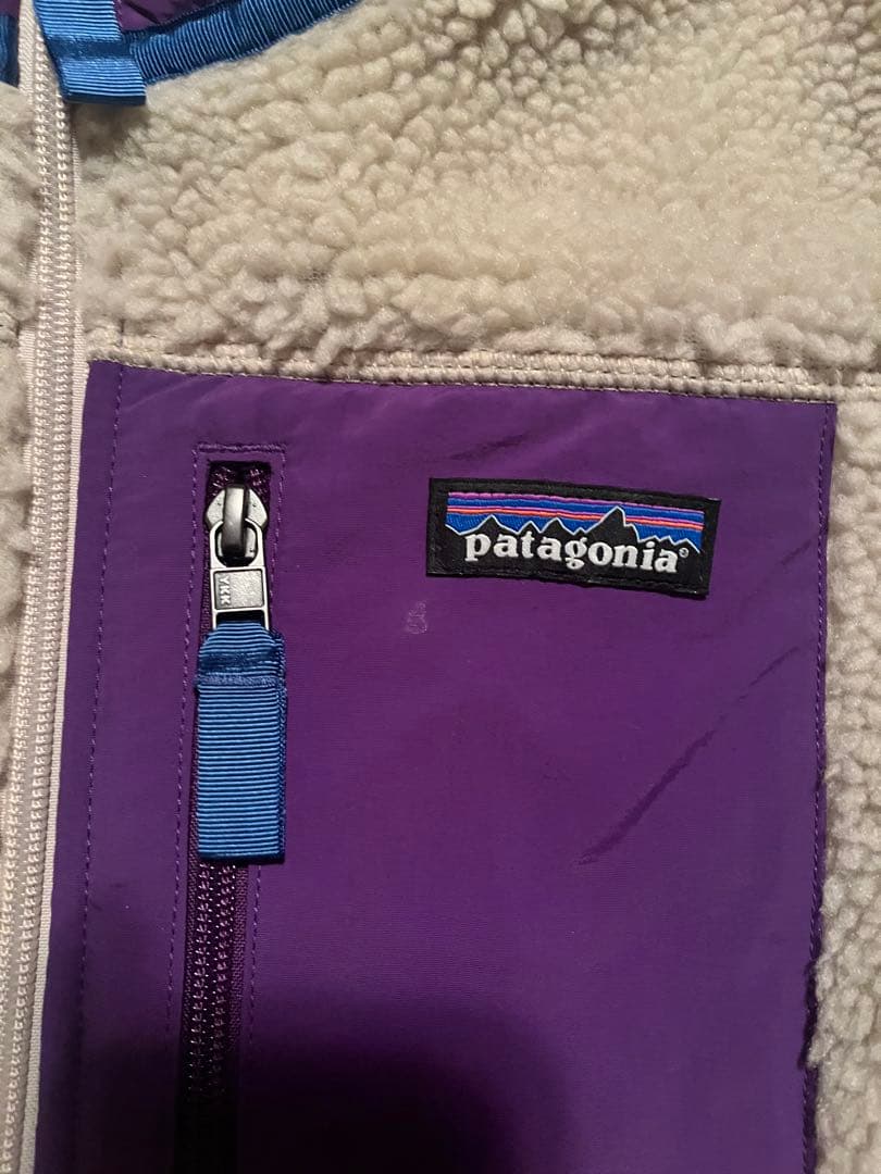 patagonia フリースベスト S ベージュ/パープル
