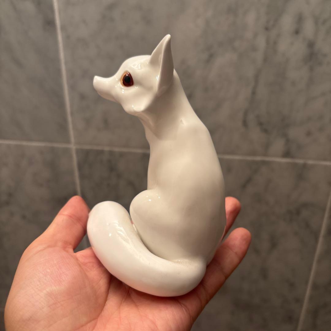 70年代アメリカ生きているように美しい瞳で微笑むキツネ陶器