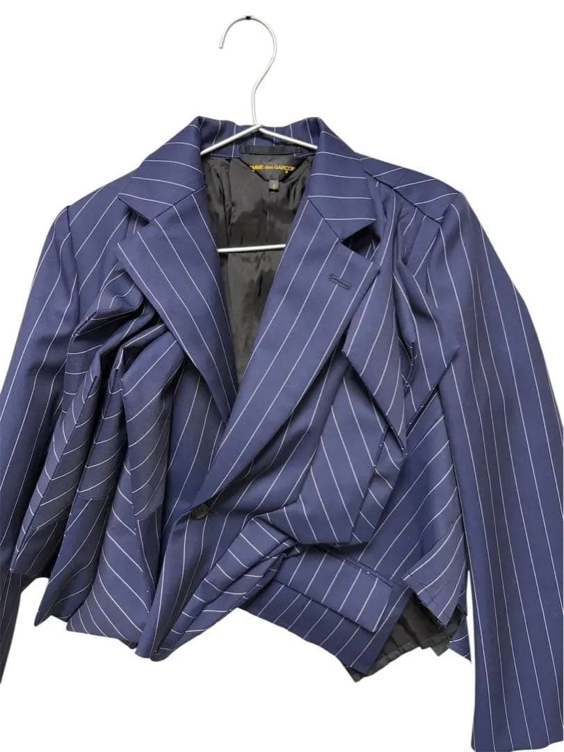 新品　comme des garcons 25aw ネイビーストライプジャケット