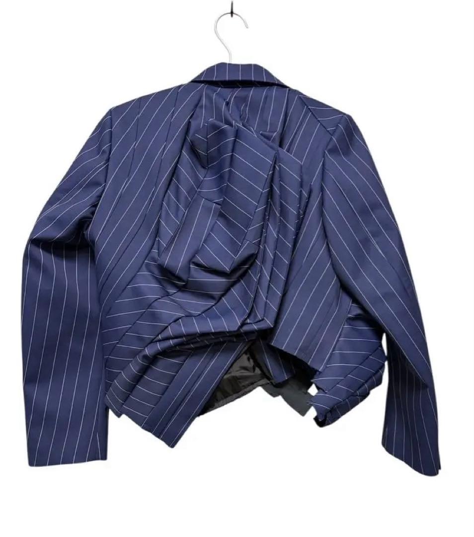 新品　comme des garcons 25aw ネイビーストライプジャケット