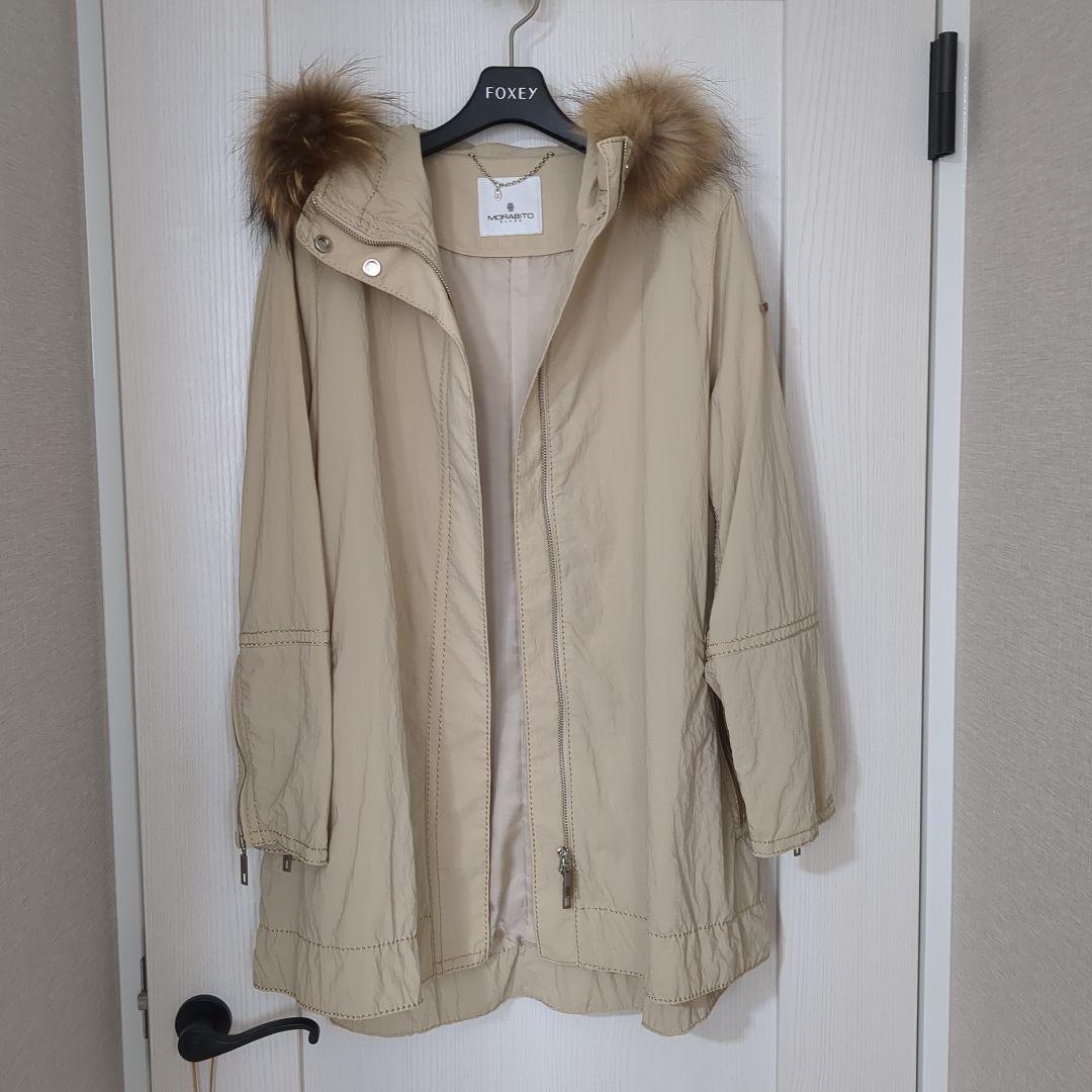 1度着用美品　モラビト　ベージュ ファー付き マウンテンパーカー38