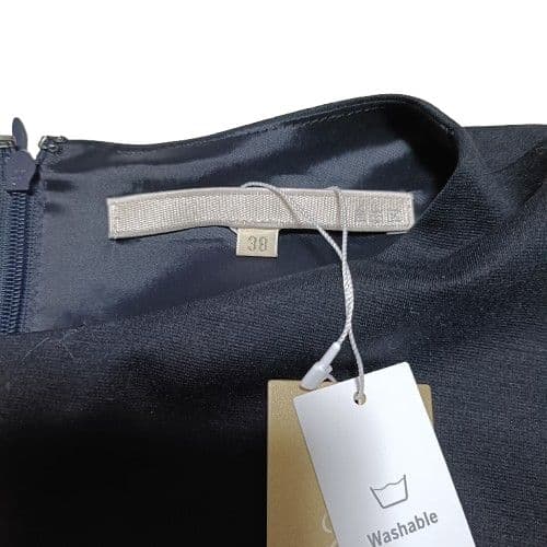 新品未使用タグ付 自由区 ロングワンピース切替 ネイビー Washable 38