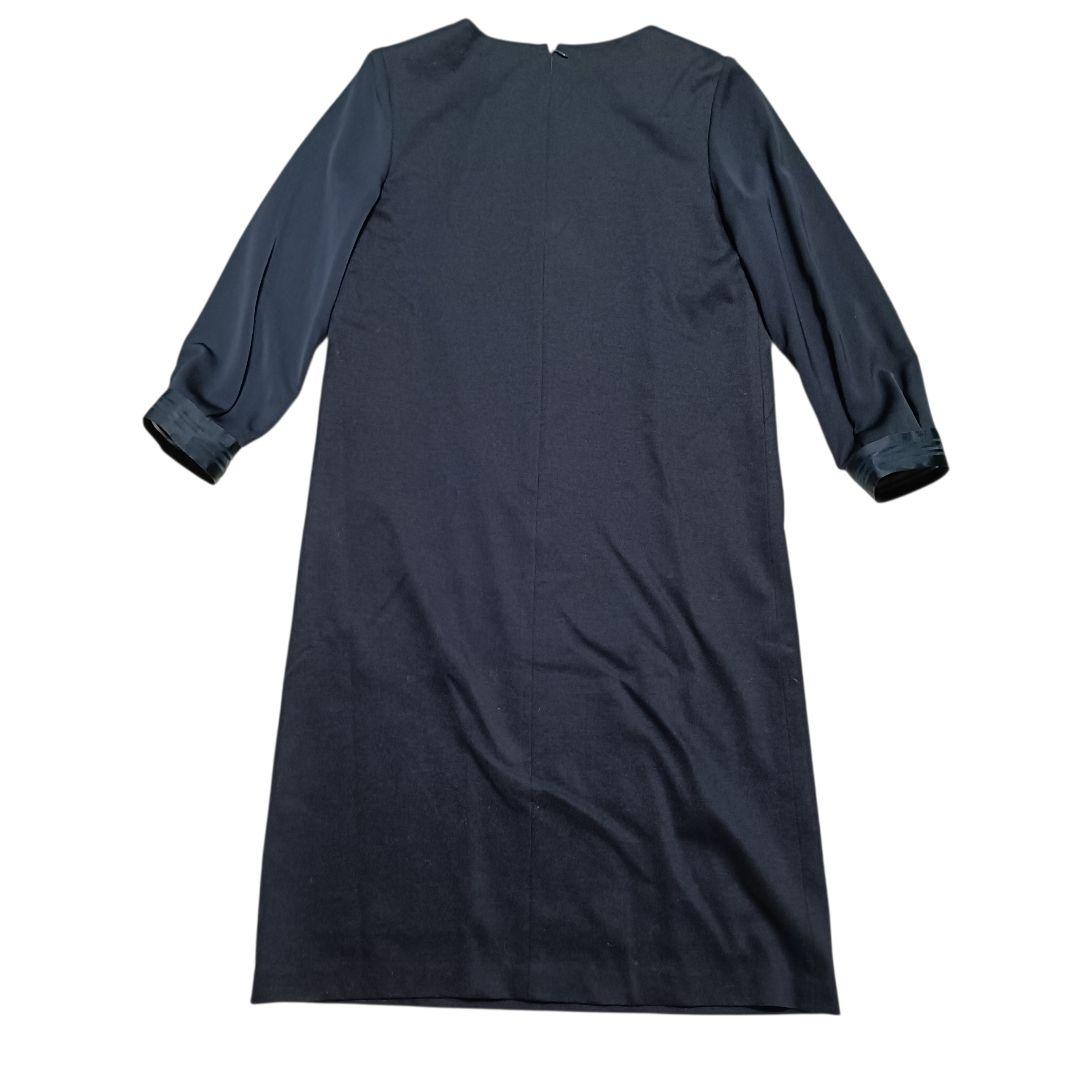 新品未使用タグ付 自由区 ロングワンピース切替 ネイビー Washable 38
