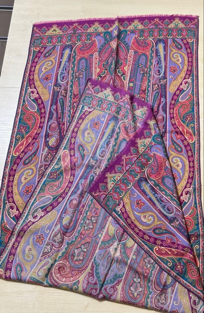 ETRO エトロ　ペイズリー柄マルチカラーストール　大判サイズ