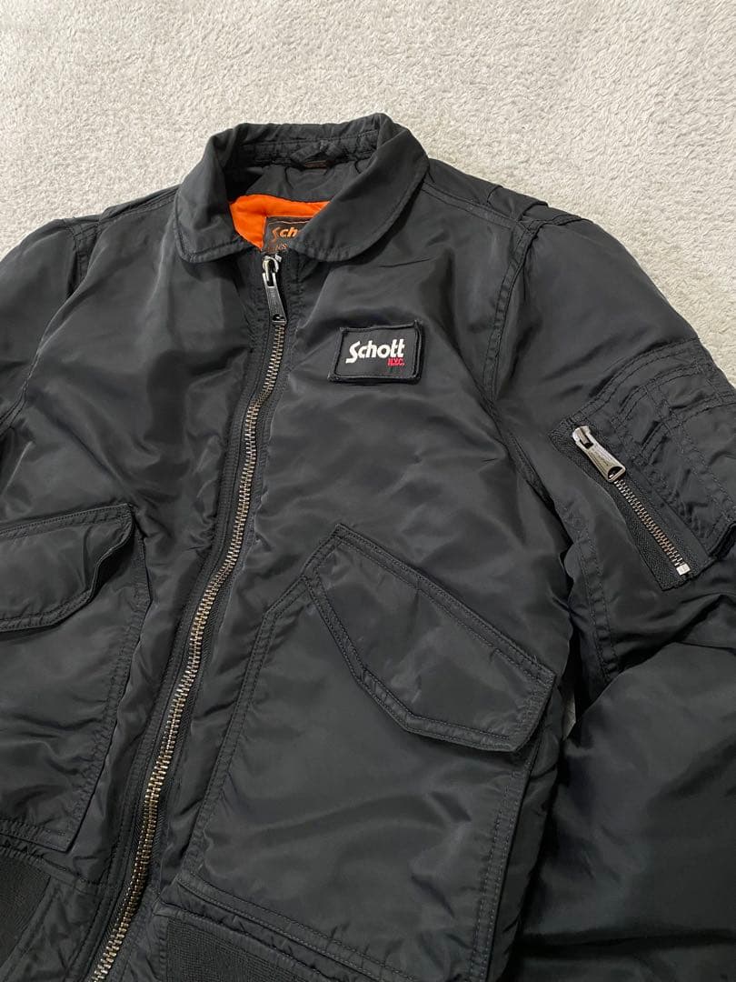 Schott CWU-Rジャケット　MA-1フライトジャケット　ブラックM 短丈