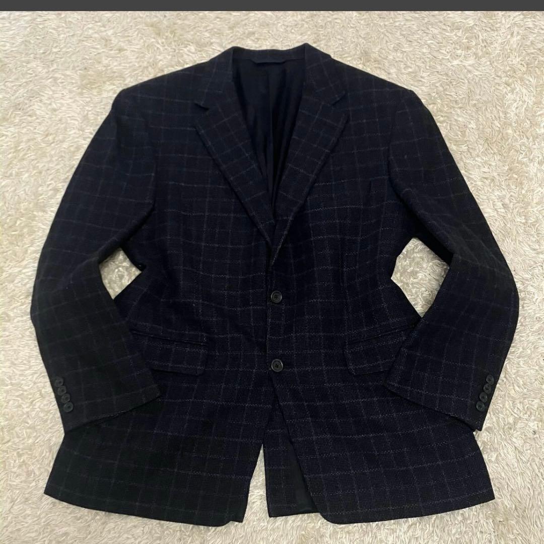 極上カシミヤ!! バーバリーロンドン BURBERRYテーラードジャケット格子柄
