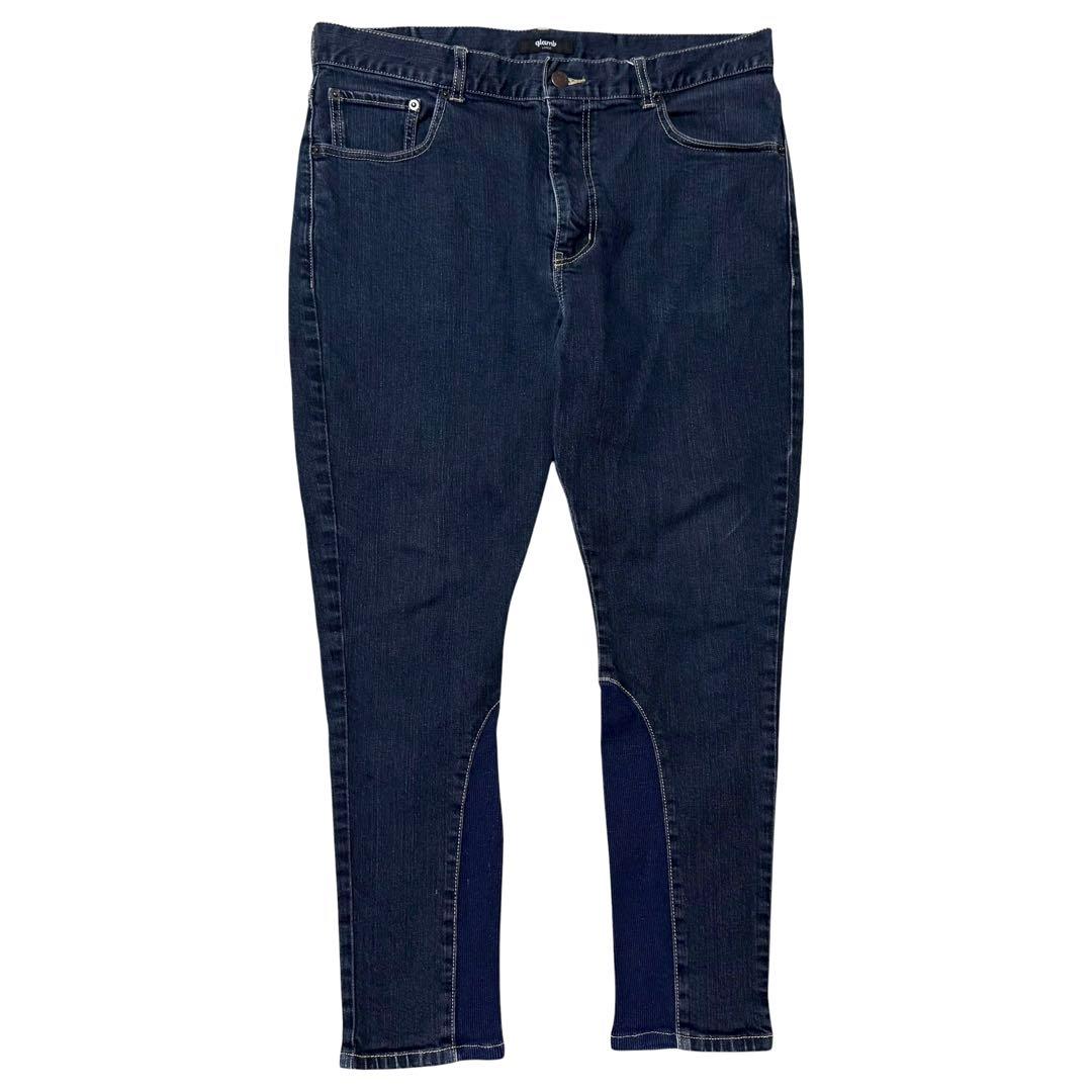 glamb 裾リブ ストレッチ サルエル ポリー デニム パンツ ジーンズ L