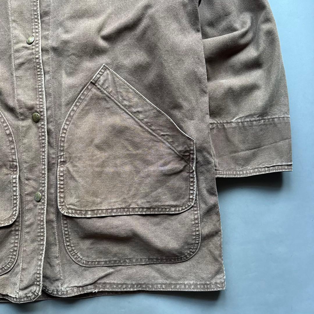 90s USA製 Woolrich 襟レザー ダック ハンティングジャケット 茶