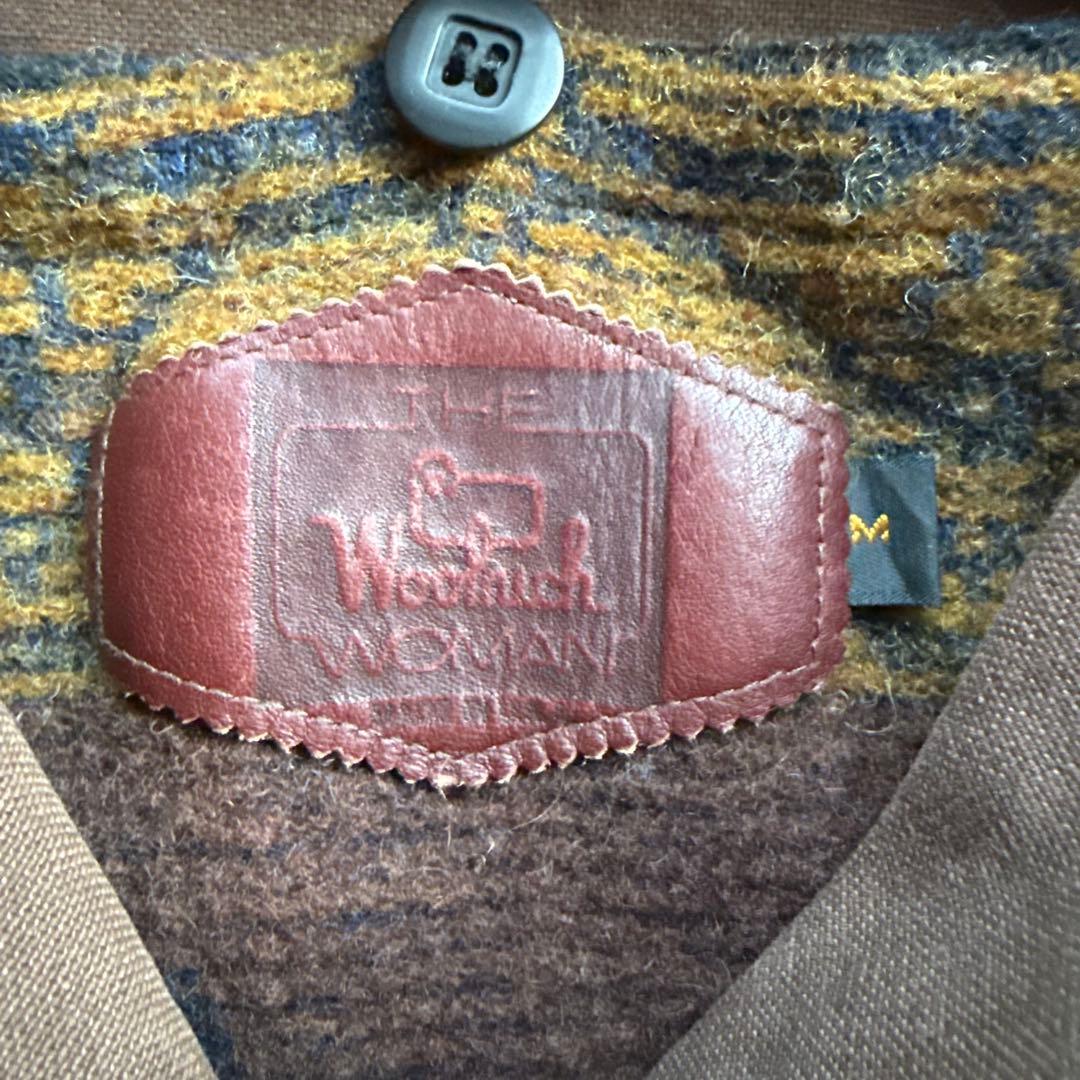 90s USA製 Woolrich 襟レザー ダック ハンティングジャケット 茶