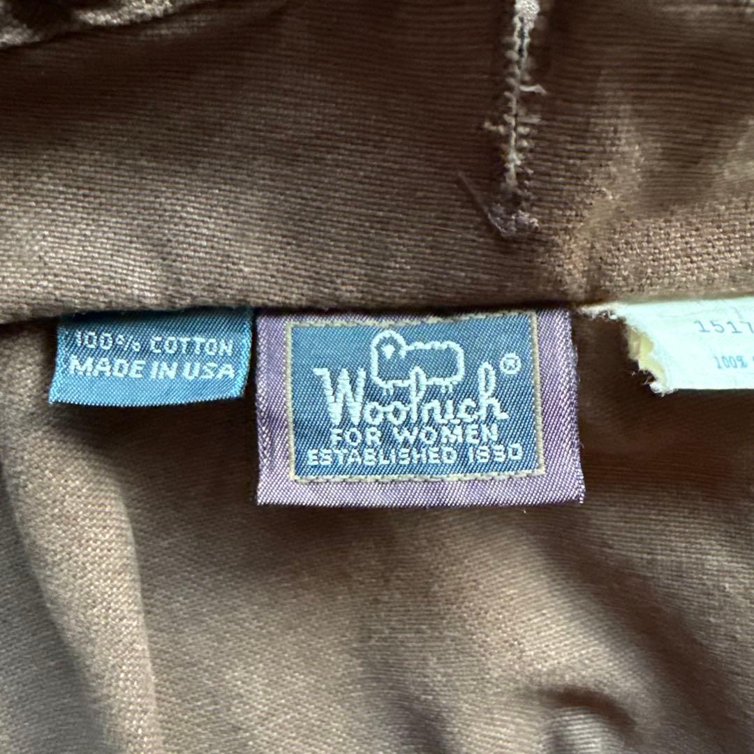 90s USA製 Woolrich 襟レザー ダック ハンティングジャケット 茶