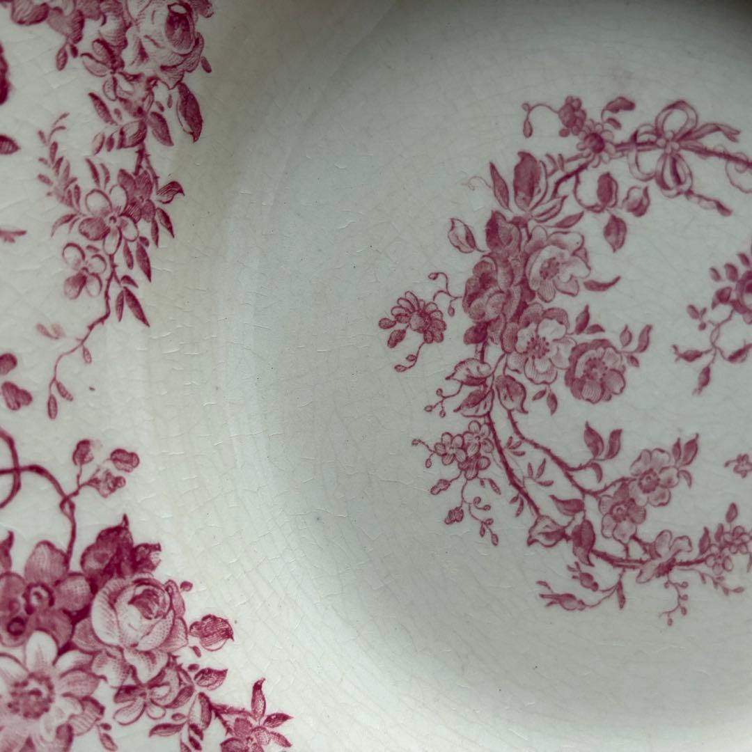Gien Bouquet de rose フランス　深皿　赤　ピンク