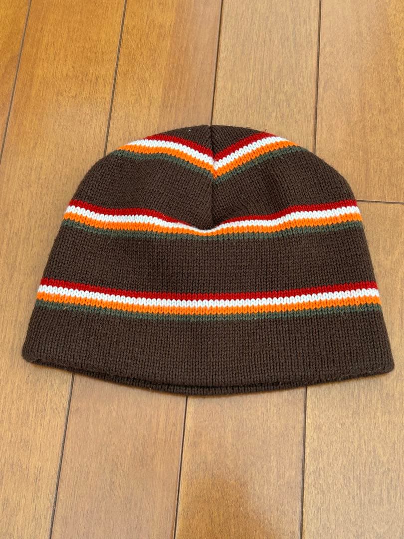 Stussy USA製　ストライプ ニット帽 ブラウン