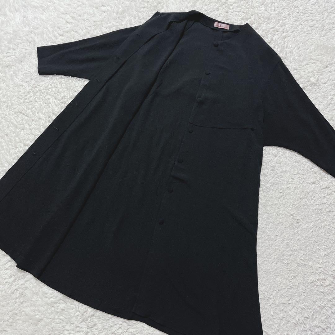 美品✨詩仙堂　トモコレクション　ロングコート スプリングコート　ちりめん　黒