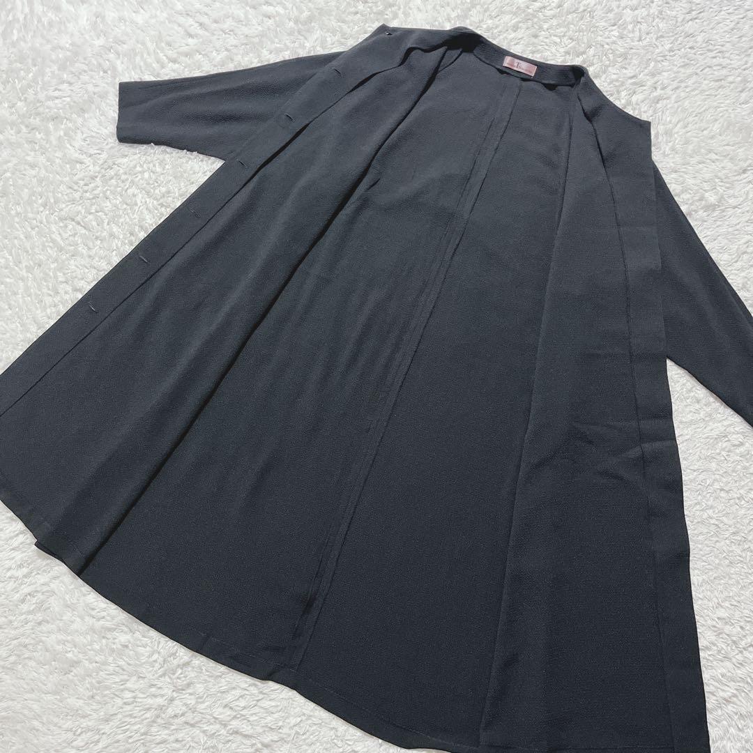美品✨詩仙堂　トモコレクション　ロングコート スプリングコート　ちりめん　黒