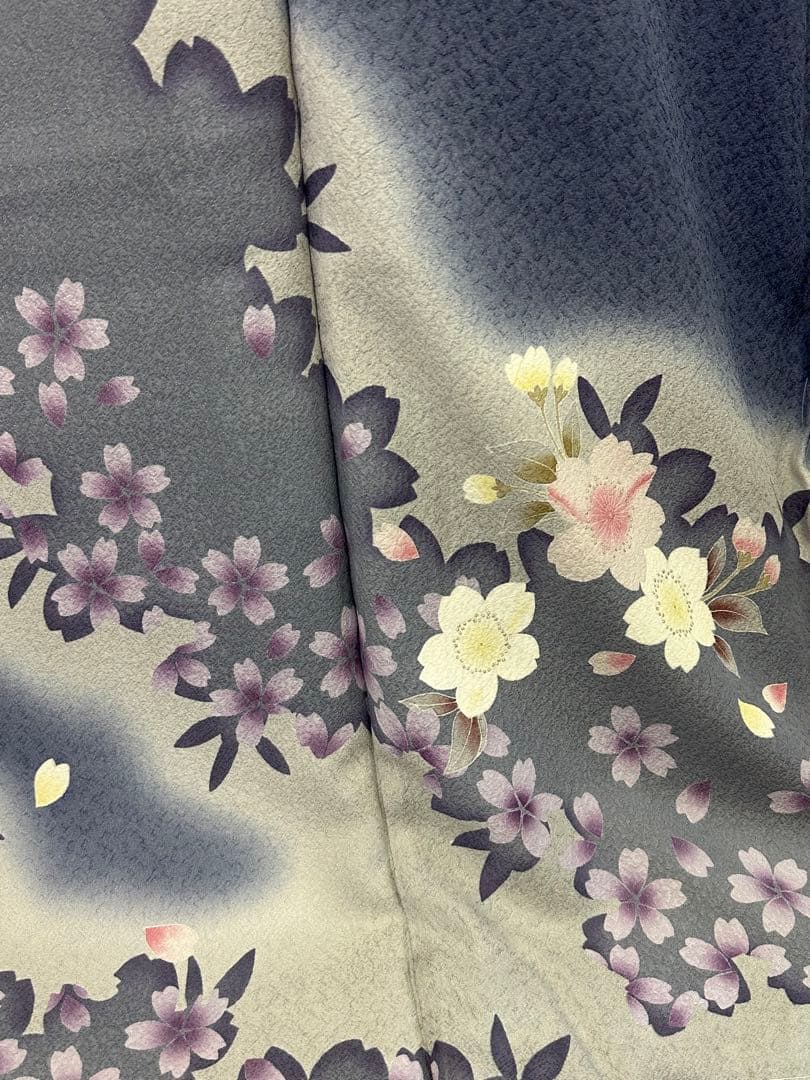 お*様 正絹 振袖 金駒 桜 花 未仕立て品 仮絵羽