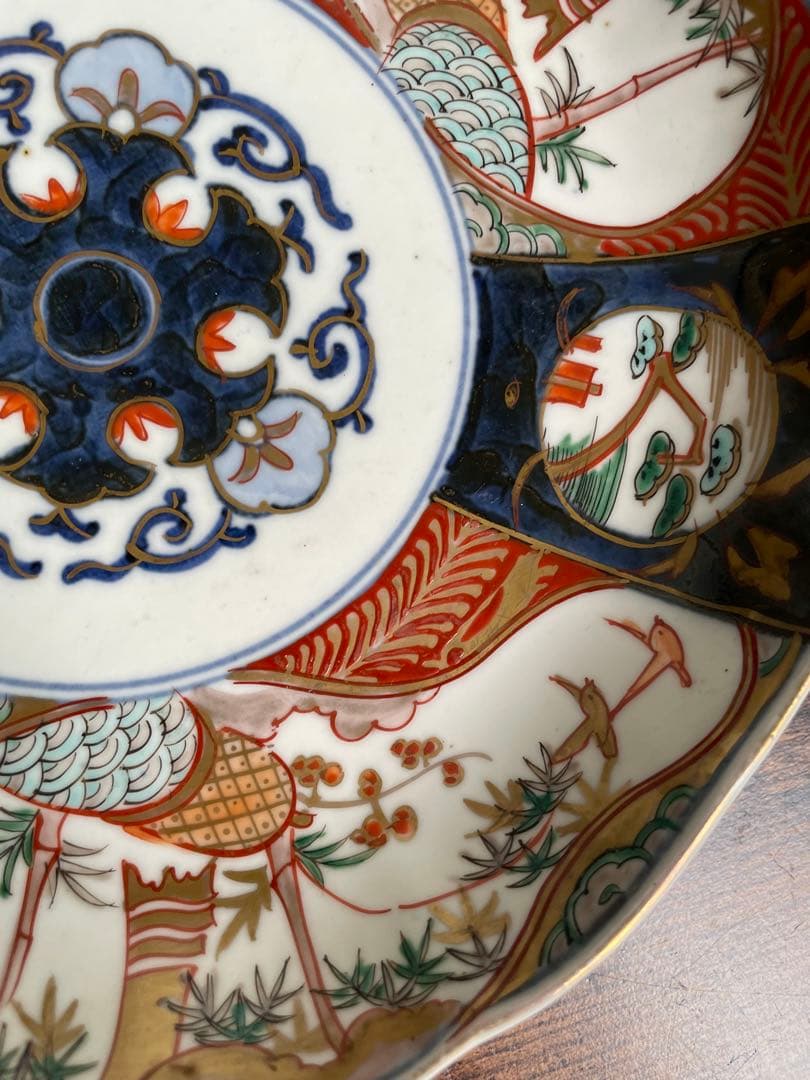 古伊万里 赤絵風景画七寸皿 二客 大皿/お皿/中皿 22