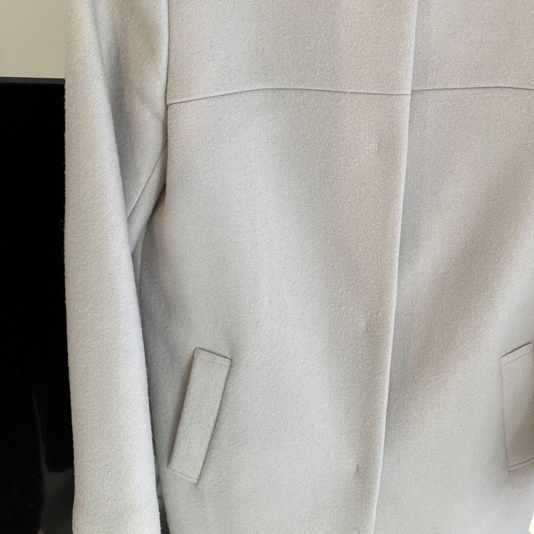【クリーニング済】M-PREMIER ウール　ノーカラーコート　34サイズ