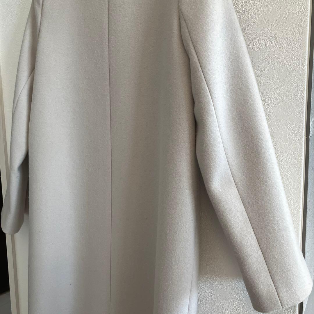 【クリーニング済】M-PREMIER ウール　ノーカラーコート　34サイズ
