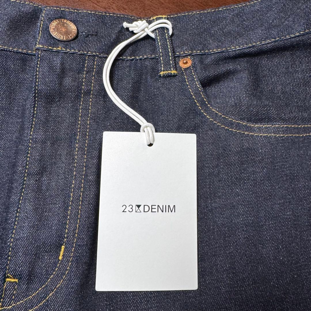【新品】23区DENIM ストレッチ ワイドパンツ48タグ付新品☆ネイビー系