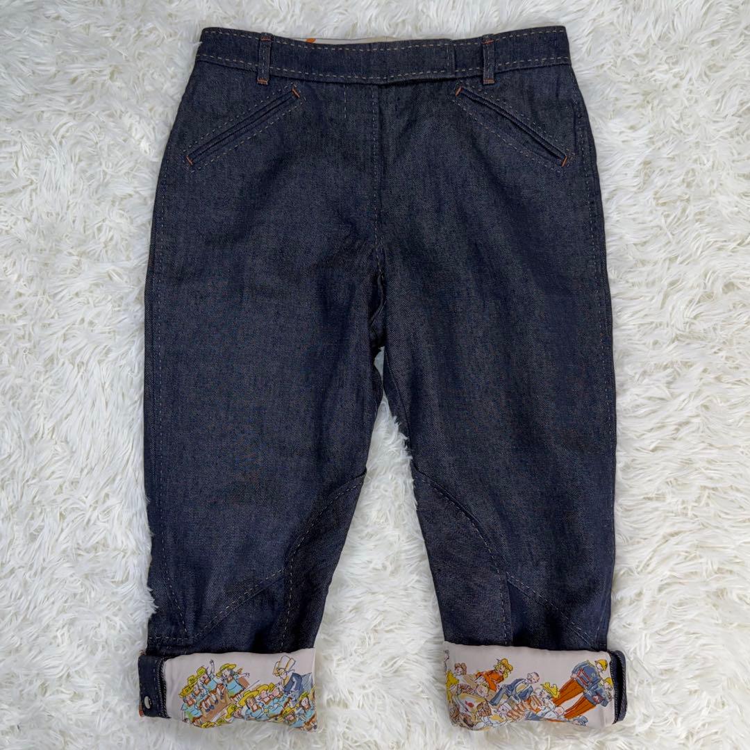 希少美品✨エルメス Cirque Molier デニムパンツ シルク リネン