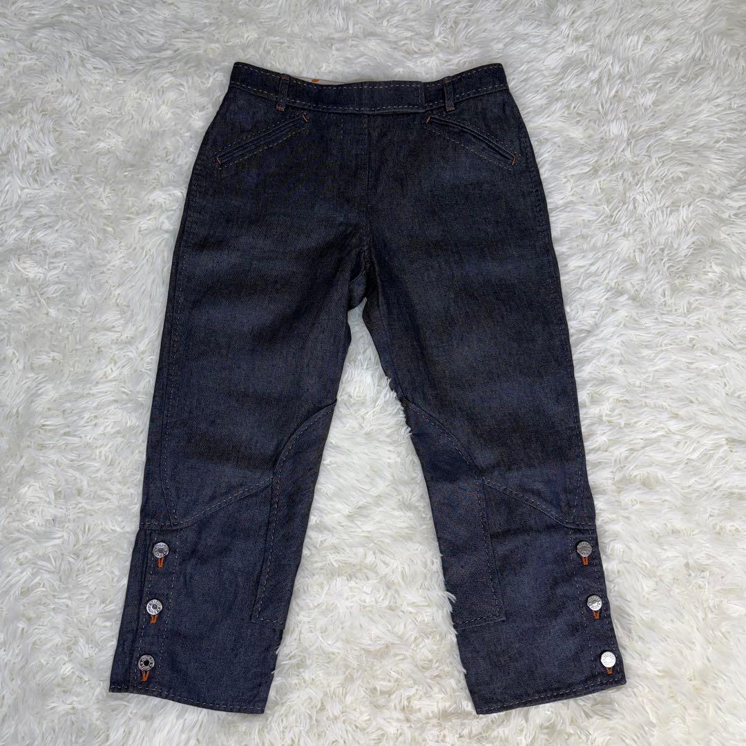 希少美品✨エルメス Cirque Molier デニムパンツ シルク リネン