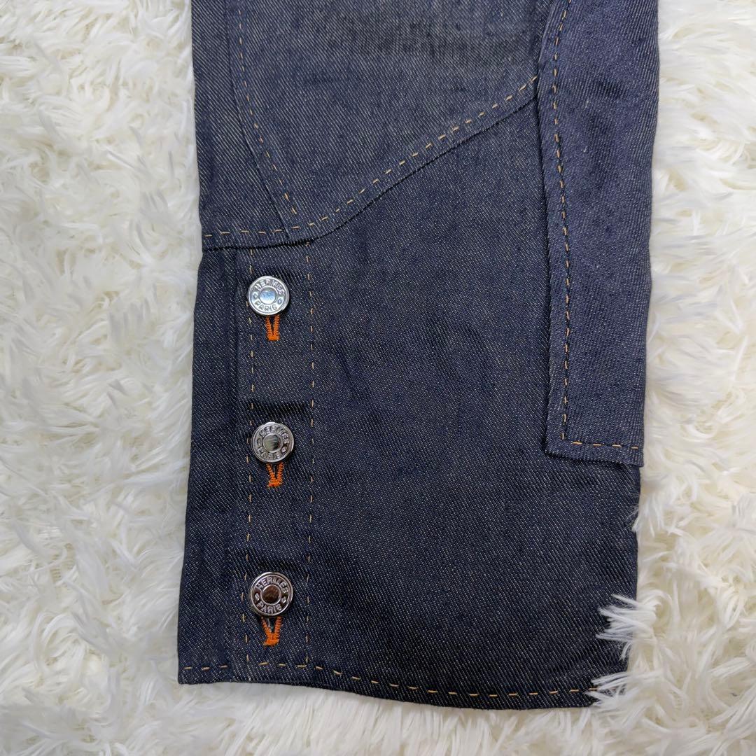 希少美品✨エルメス Cirque Molier デニムパンツ シルク リネン
