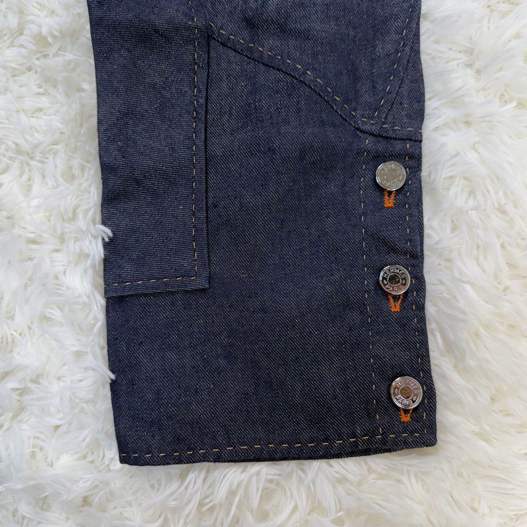 希少美品✨エルメス Cirque Molier デニムパンツ シルク リネン