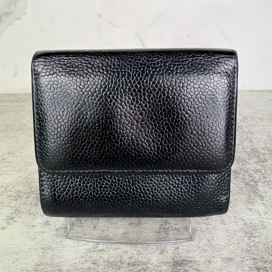 CHANEL キャビアスキン　デカココ　三つ折り財布　ケース