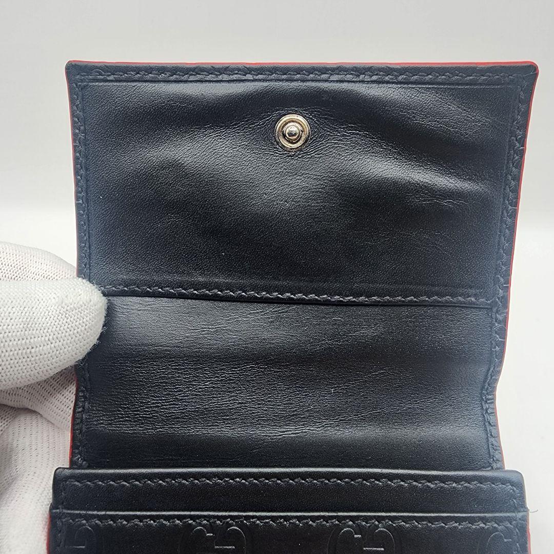 GUCCI グッチ シマ 二つ折り カードケース 黒×赤 正規品