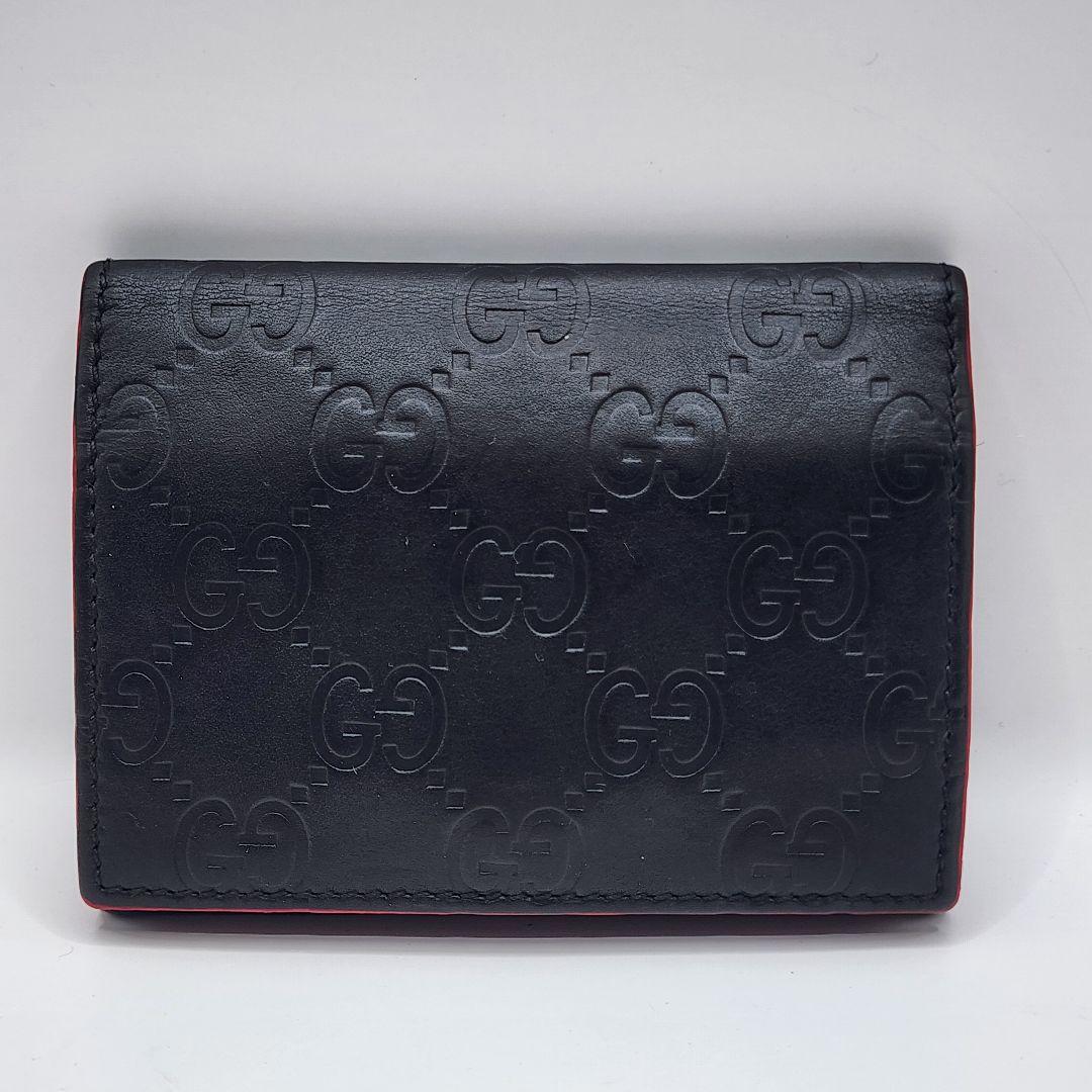 GUCCI グッチ シマ 二つ折り カードケース 黒×赤 正規品