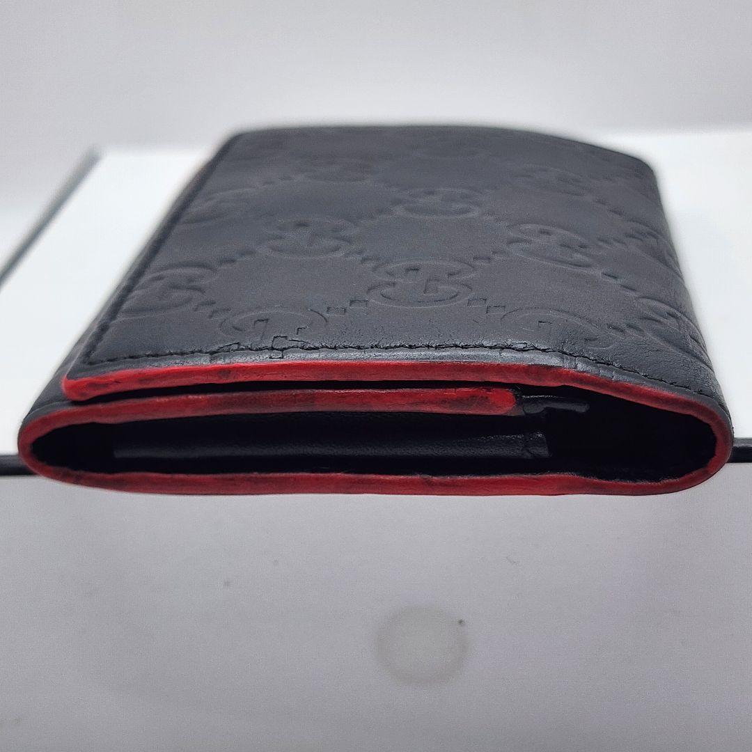 GUCCI グッチ シマ 二つ折り カードケース 黒×赤 正規品