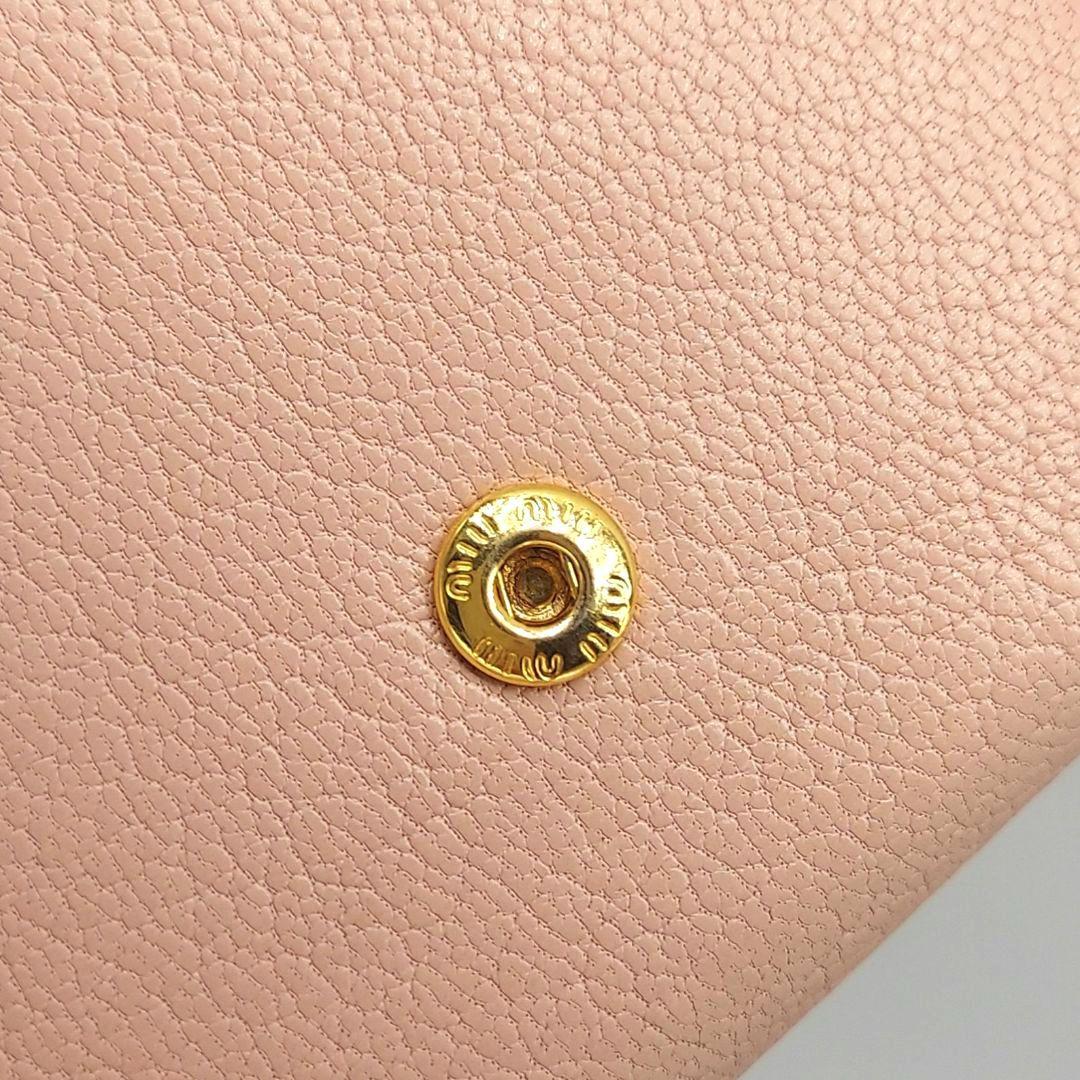 【もか】MIUMIU 三つ折り財布 コンパクトウォレット ゴールドロゴ
