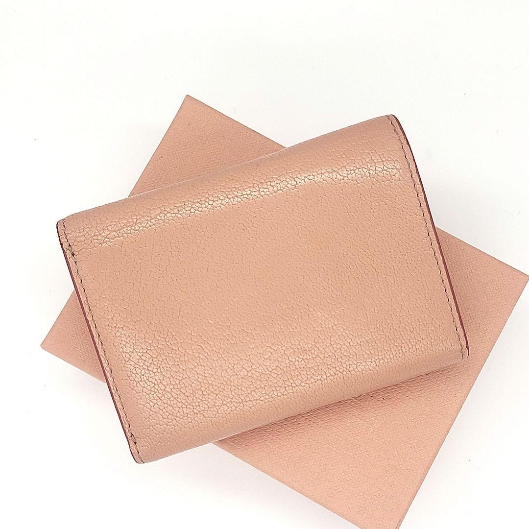 【もか】MIUMIU 三つ折り財布 コンパクトウォレット ゴールドロゴ