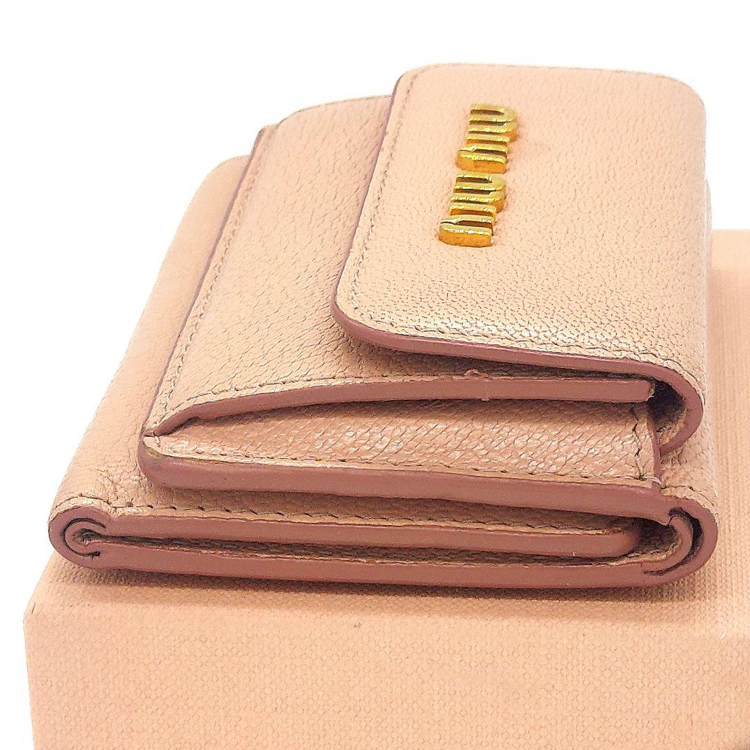 【もか】MIUMIU 三つ折り財布 コンパクトウォレット ゴールドロゴ