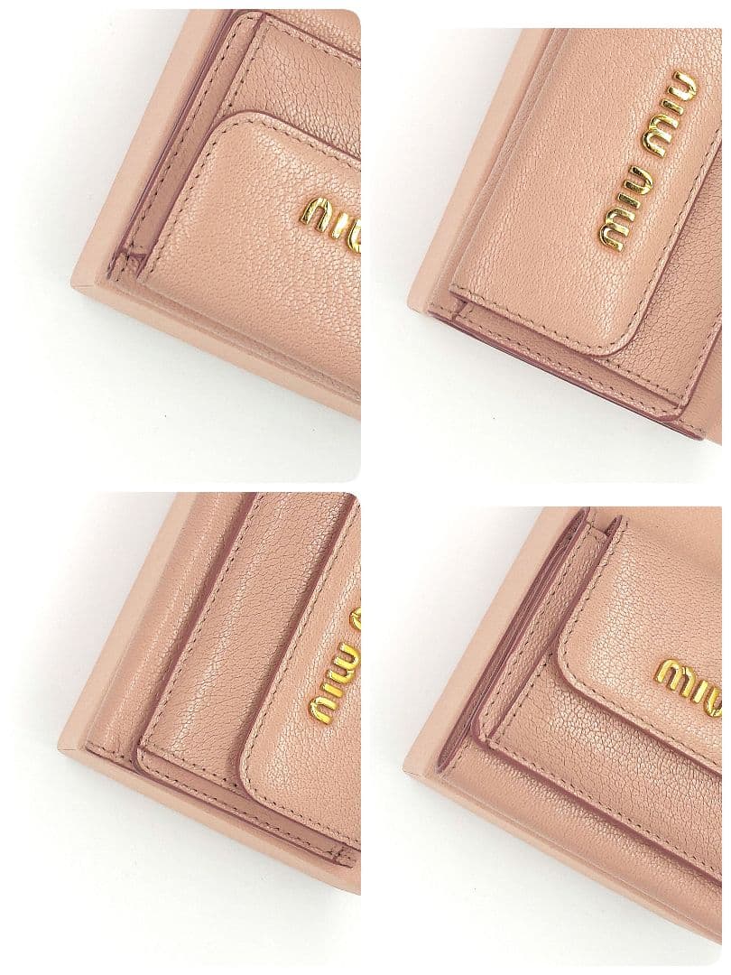 【もか】MIUMIU 三つ折り財布 コンパクトウォレット ゴールドロゴ